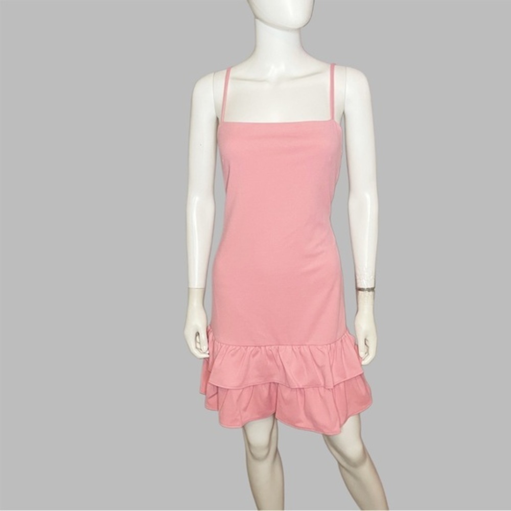 BCBGeneration Coral Pink Tiered Ruffle Hem Mini Dress - Picture 2 of 6